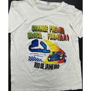 Vintage 80s T shirt Formula 1 Grande Premio Brasil Rio De Janeiro F1 Brazil 52